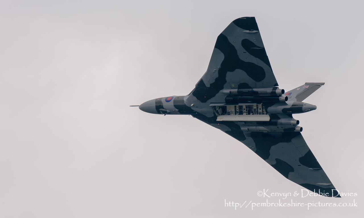 The Spirit Of Great Britain is the only airworthy example of the 134 Avro Vulcan V bombers that were operated by the Royal Air Force from 1953 until 1984. Vulcan XH558 served with the RAF between 1960 and 1985 in the bomber, maritime reconnaissance and air-to-air refuelling roles. The RAF operated XH558 as a display aircraft from 1986 until 1992, when budget cuts forced its retirement.<br/><br/>It is presently operated by the Vulcan to the Sky Trust as a display aircraft, funded entirely by charitable donations and the UK Lottery's Heritage Fund. It is registered with the United Kingdom Civil Aviation Authority as G-VLCN but has an exemption to fly in Royal Air Force markings as XH558.<br/><br/>October 2015 will see the last flight of the Vulcan as it becomes impossible to keep it airworthy.
